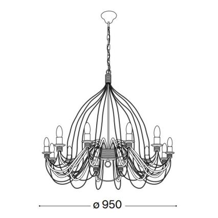 Ideal Lux - Lampadario a sospensione con catena CORTE 12xE14/40W/230V diametro 95 cm rame