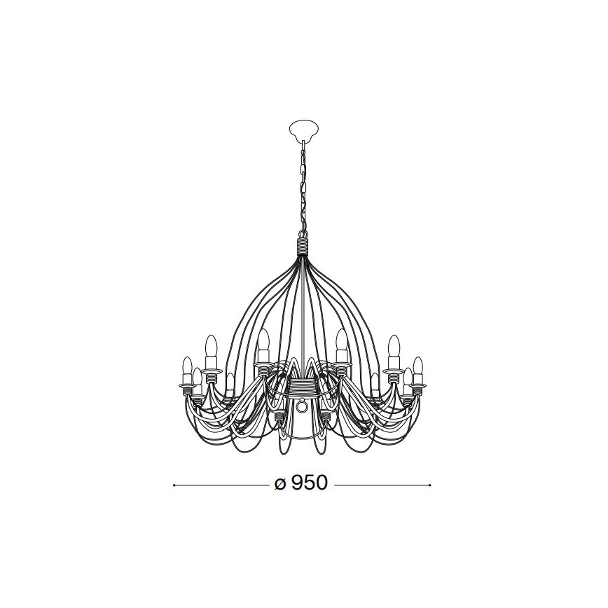 Ideal Lux - Lampadario a sospensione con catena CORTE 12xE14/40W/230V diametro 95 cm rame
