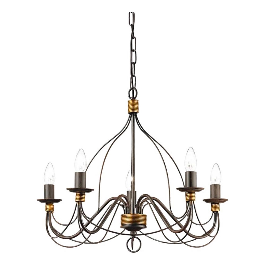 Ideal Lux - Lampadario a sospensione con catena CORTE 5xE14/40W/230V diametro 54 cm rame