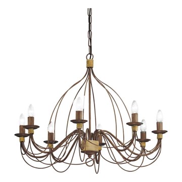 Ideal Lux - Lampadario a sospensione con catena CORTE 8xE14/40W/230V diametro 80 cm rame