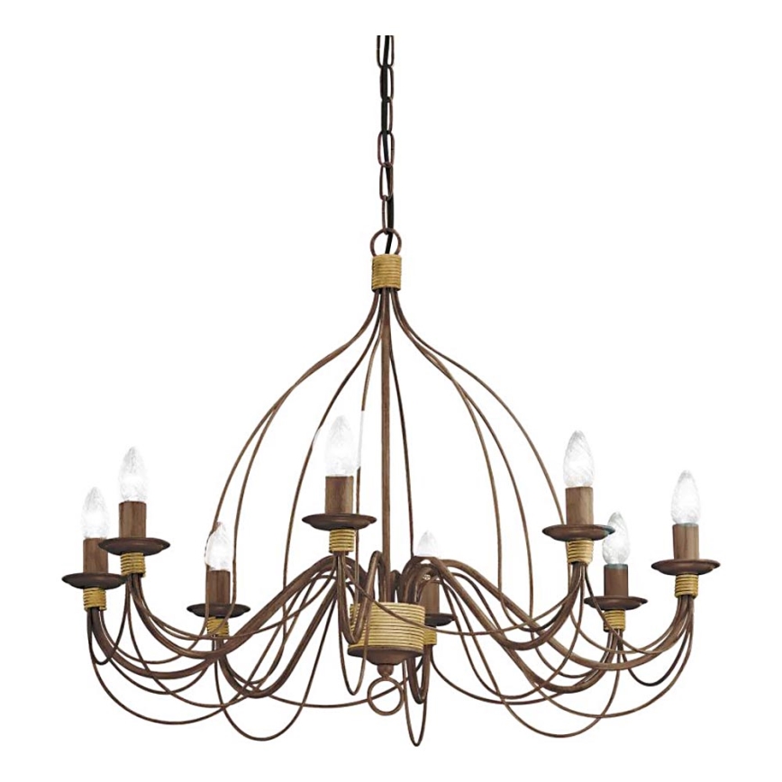Ideal Lux - Lampadario a sospensione con catena CORTE 8xE14/40W/230V diametro 80 cm rame