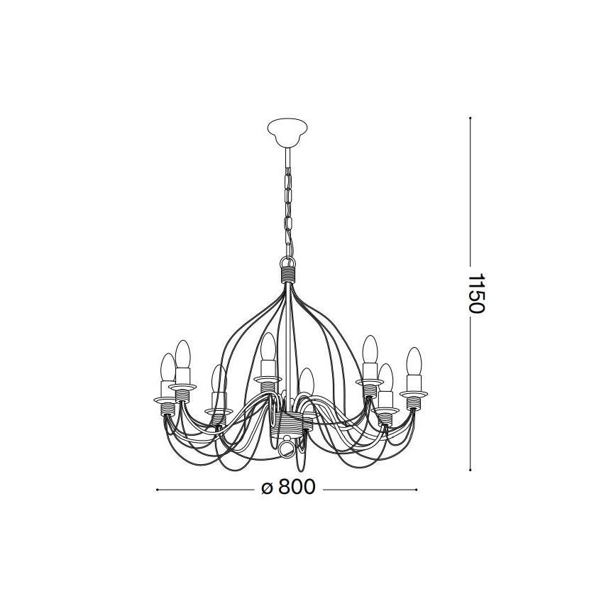 Ideal Lux - Lampadario a sospensione con catena CORTE 8xE14/40W/230V diametro 80 cm rame