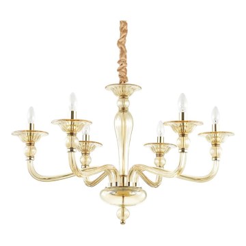 Ideal Lux - Lampadario a sospensione con catena DANIELI 6xE14/40W/230V diametro 85 cm ottone