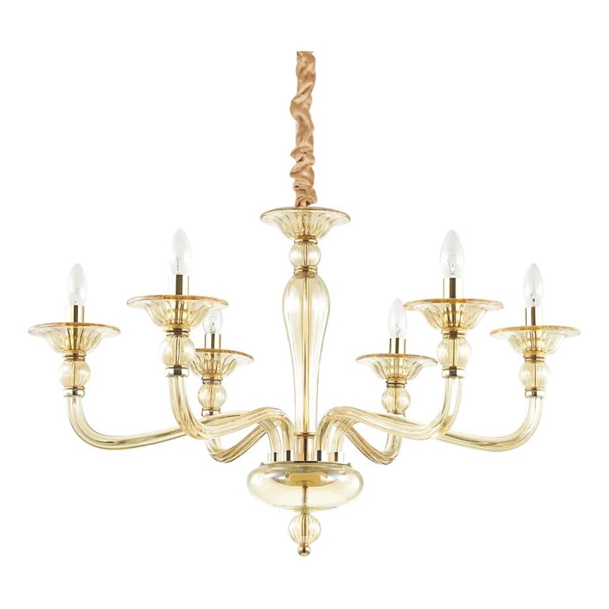 Ideal Lux - Lampadario a sospensione con catena DANIELI 6xE14/40W/230V diametro 85 cm ottone