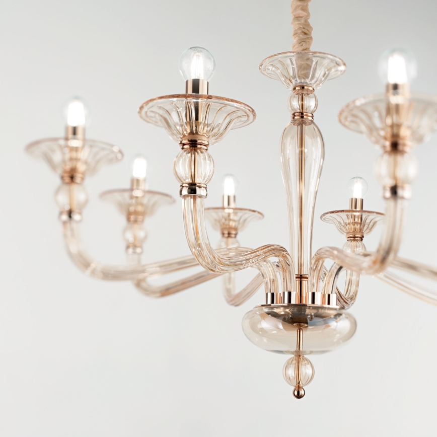 Ideal Lux - Lampadario a sospensione con catena DANIELI 6xE14/40W/230V diametro 85 cm ottone