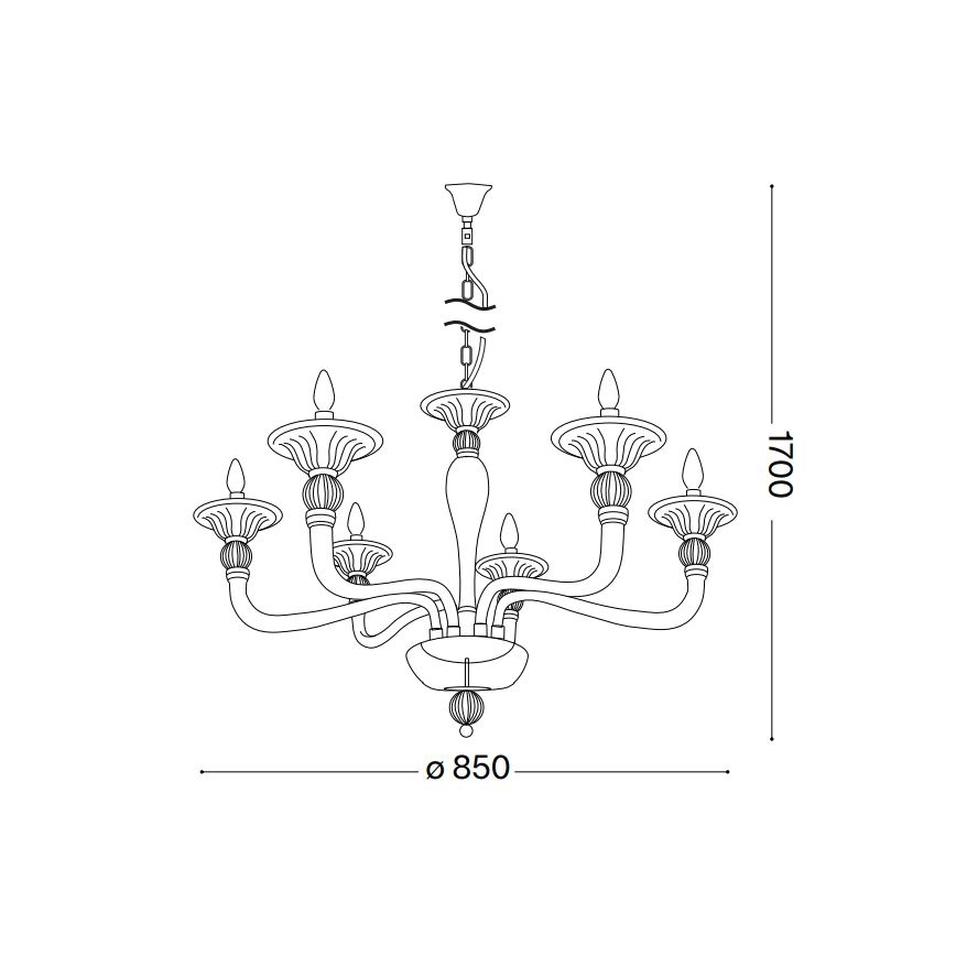 Ideal Lux - Lampadario a sospensione con catena DANIELI 6xE14/40W/230V diametro 85 cm ottone