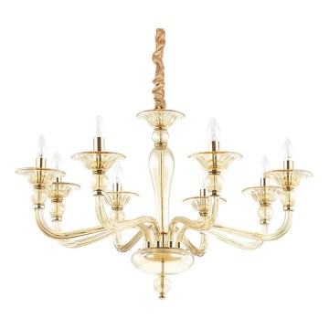 Ideal Lux - Lampadario a sospensione con catena DANIELI 8xE14/40W/230V diametro 85 cm ottone