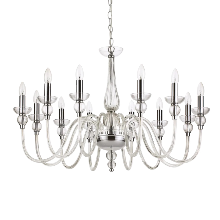 Ideal Lux - Lampadario a sospensione con catena DOGE 12xE14/40W/230V diametro 91 cm cromo lucido