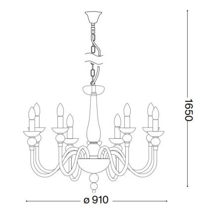 Ideal Lux - Lampadario a sospensione con catena DOGE 12xE14/40W/230V diametro 91 cm cromo lucido