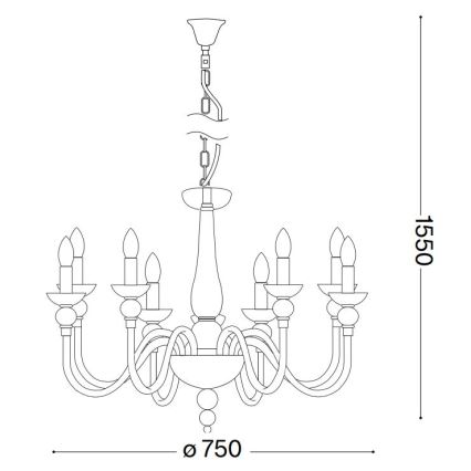 Ideal Lux - Lampadario a sospensione con catena DOGE 9xE14/40W/230V diametro 75 cm cromo lucido