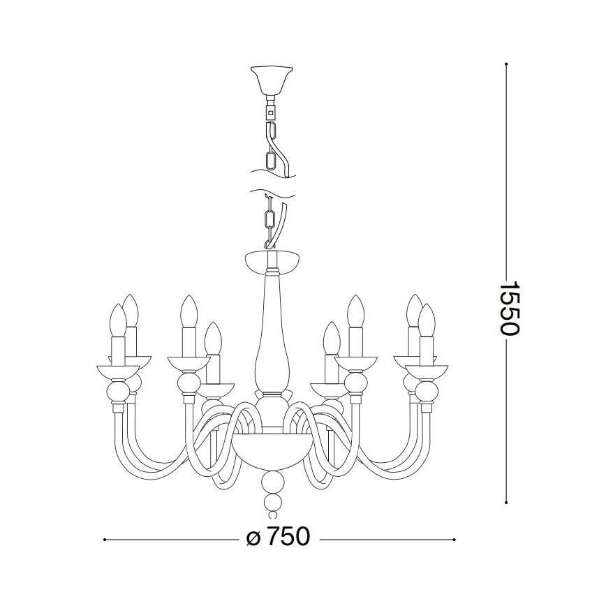 Ideal Lux - Lampadario a sospensione con catena DOGE 9xE14/40W/230V diametro 75 cm cromo lucido