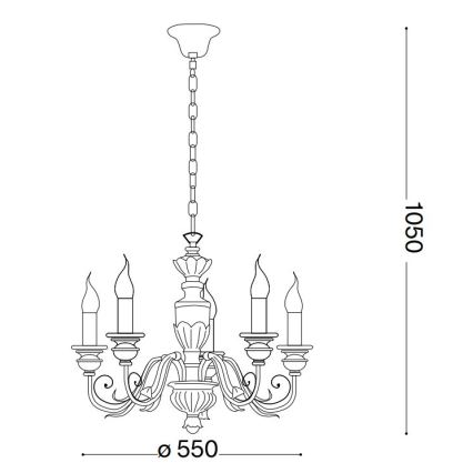 Ideal Lux - Lampadario a sospensione con catena FIRENZE 5xE14/40W/230V diametro 55 cm bianco/oro