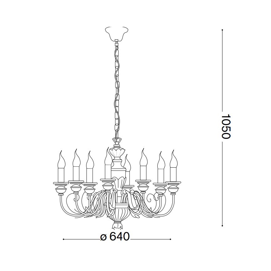 Ideal Lux - Lampadario a sospensione con catena FIRENZE 8xE14/40W/230V diametro 64 cm bianco/oro