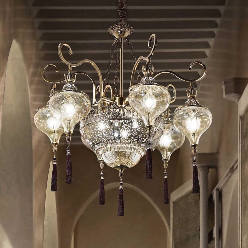 Ideal Lux - Lampadario a sospensione con catena HAREM 9xE27/60W/230V diametro 75 cm ottone