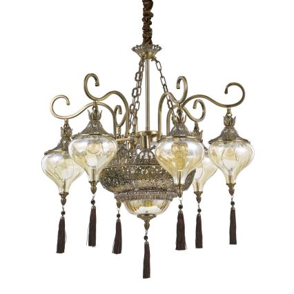 Ideal Lux - Lampadario a sospensione con catena HAREM 9xE27/60W/230V diametro 75 cm ottone
