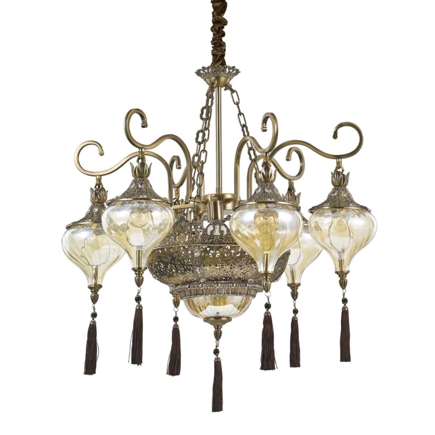 Ideal Lux - Lampadario a sospensione con catena HAREM 9xE27/60W/230V diametro 75 cm ottone