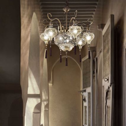 Ideal Lux - Lampadario a sospensione con catena HAREM 9xE27/60W/230V diametro 75 cm ottone