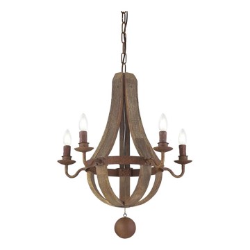 Ideal Lux - Lampadario a sospensione con catena MILLENNIUM 5xE14/40W/230V diametro 52 cm marrone