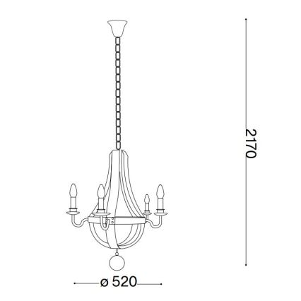 Ideal Lux - Lampadario a sospensione con catena MILLENNIUM 5xE14/40W/230V diametro 52 cm marrone