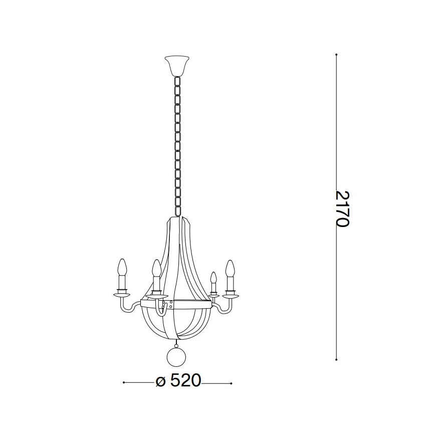 Ideal Lux - Lampadario a sospensione con catena MILLENNIUM 5xE14/40W/230V diametro 52 cm marrone