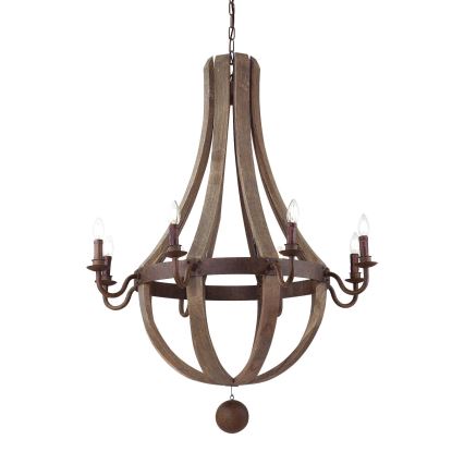 Ideal Lux - Lampadario a sospensione con catena MILLENNIUM 8xE14/40W/230V diametro 92 cm Betulla/marrone