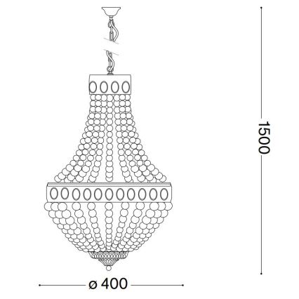 Ideal Lux - Lampadario a sospensione con catena MONET 5xE14/40W/230V diametro 40 cm bianco