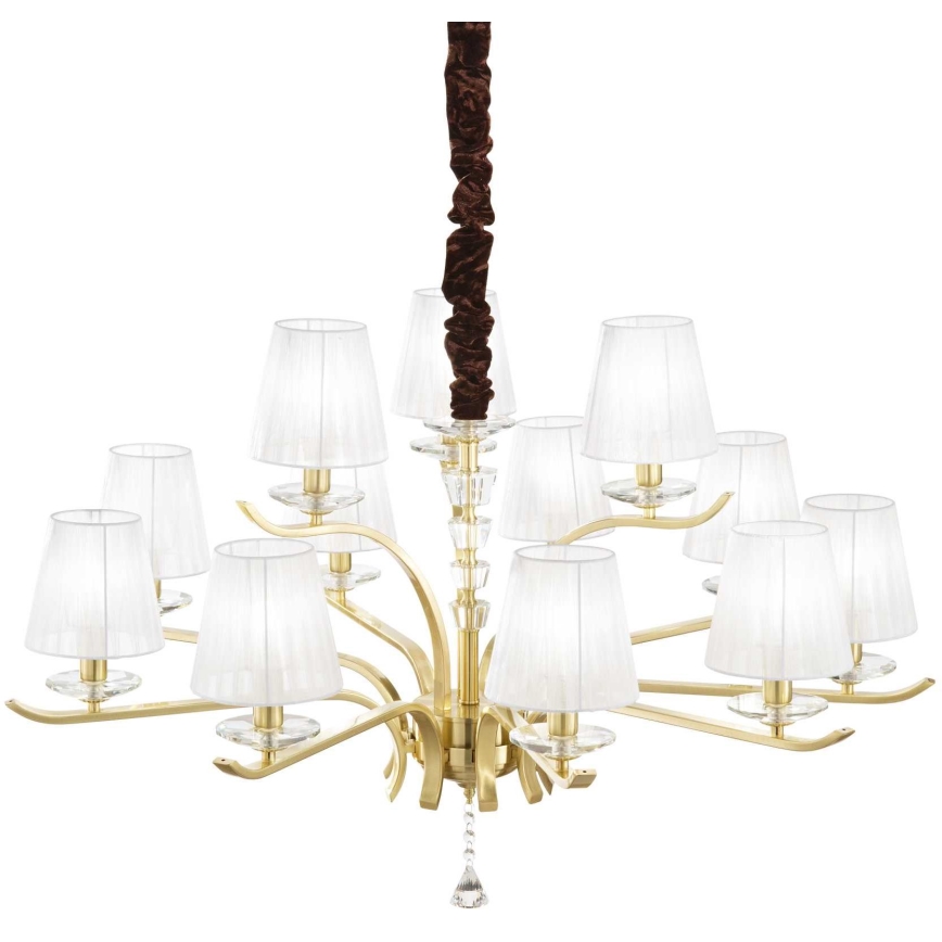 Ideal Lux - Lampadario di cristallo a sospensione con catena PEGASO 12xE14/28W/230V diametro 102 cm oro