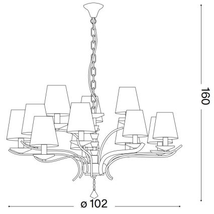 Ideal Lux - Lampadario di cristallo a sospensione con catena PEGASO 12xE14/28W/230V diametro 102 cm oro