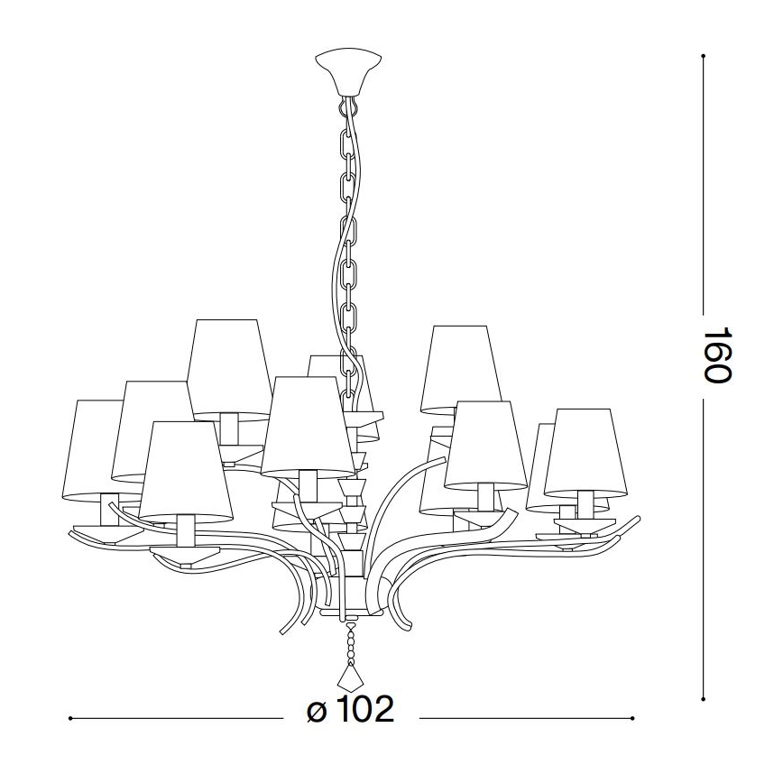 Ideal Lux - Lampadario di cristallo a sospensione con catena PEGASO 12xE14/28W/230V diametro 102 cm oro