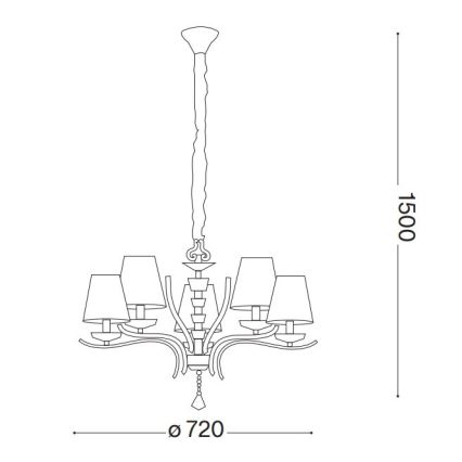Ideal Lux - Lampadario di cristallo a sospensione con catena PEGASO 5xE14/28W/230V diametro 72 cm oro