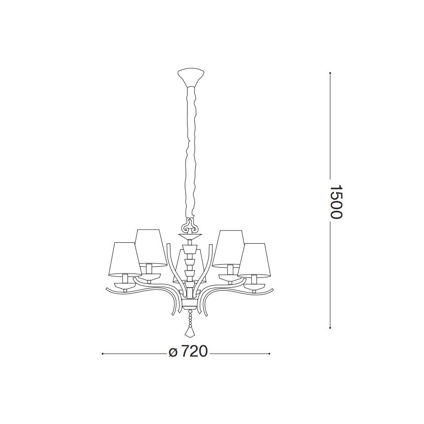 Ideal Lux - Lampadario di cristallo a sospensione con catena PEGASO 5xE14/28W/230V diametro 72 cm oro