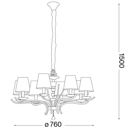 Ideal Lux - Lampadario di cristallo a sospensione con catena PEGASO 8xE14/28W/230V diametro 76 cm cromo lucido