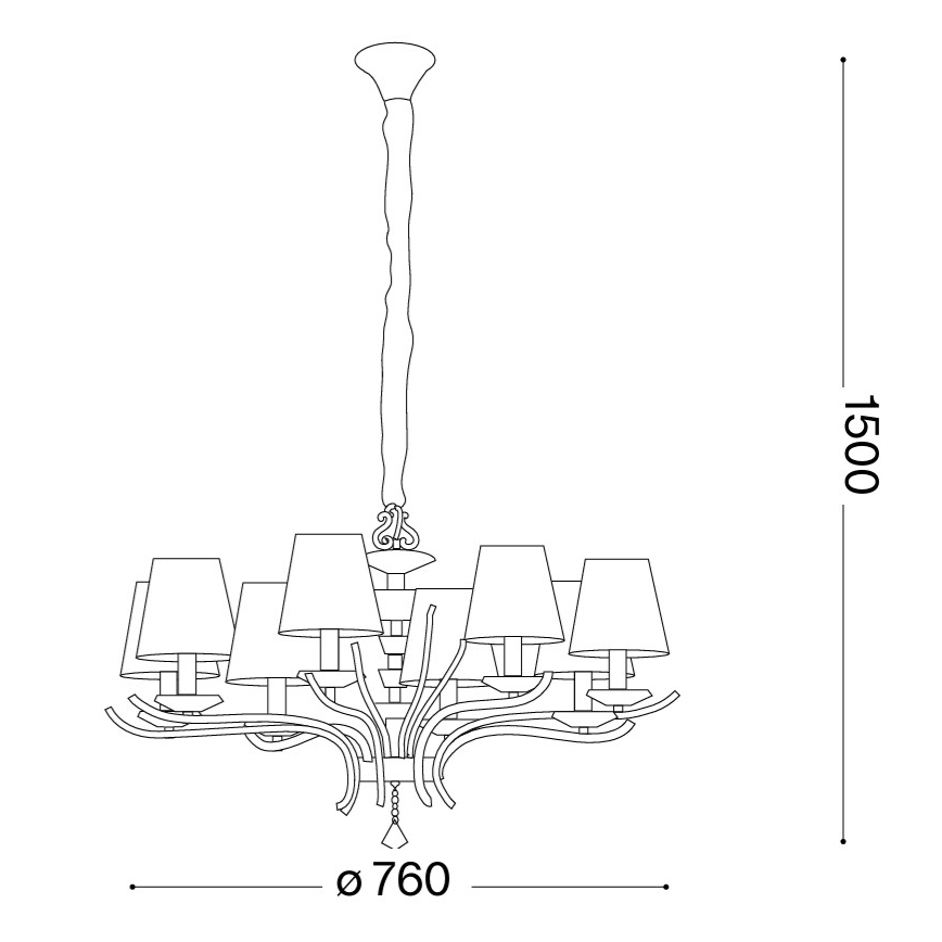 Ideal Lux - Lampadario di cristallo a sospensione con catena PEGASO 8xE14/28W/230V diametro 76 cm cromo lucido