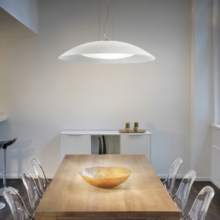 Ideal Lux - Lampadario a sospensione con cavo LENA 3xE27/60W/230V Ø 64 cm bianco