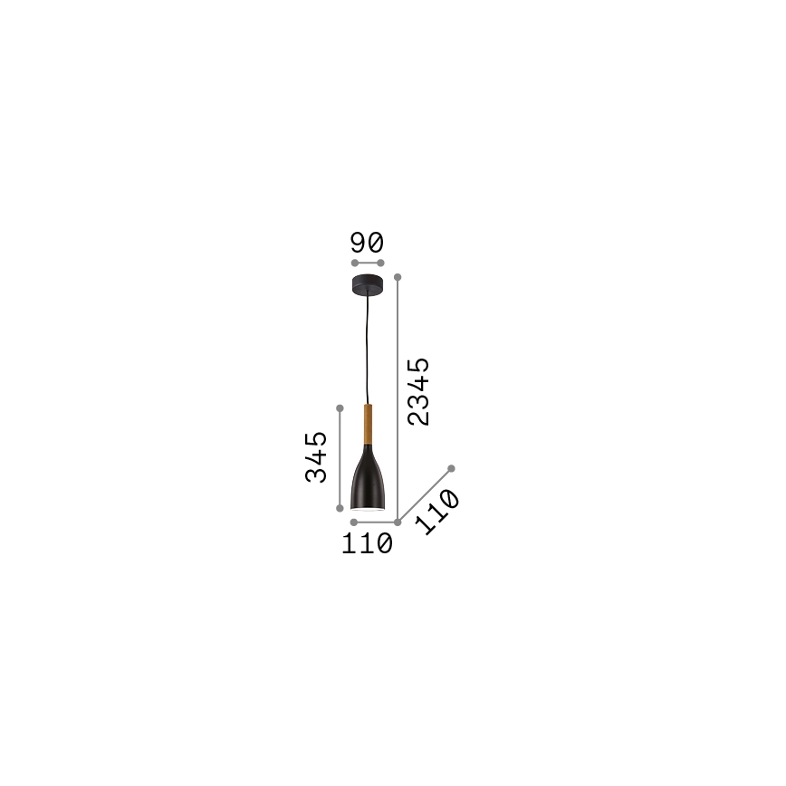Ideal Lux - Lampadario a sospensione con cavo MANHATTAN 1xE14/40W/230V Ø 11 cm nero/faggio
