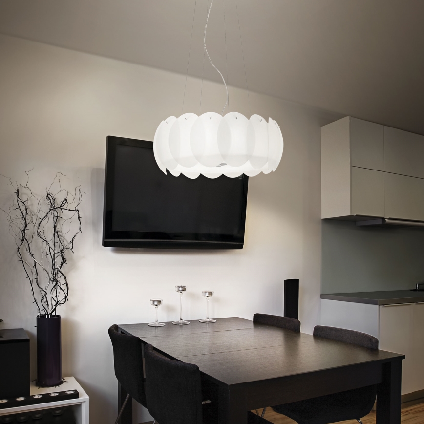 Ideal Lux - Lampadario a sospensione con cavo OVALINO 5xE27/60W/230V Ø 44 cm bianco