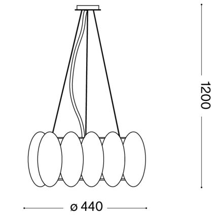 Ideal Lux - Lampadario a sospensione con cavo OVALINO 5xE27/60W/230V Ø 44 cm bianco