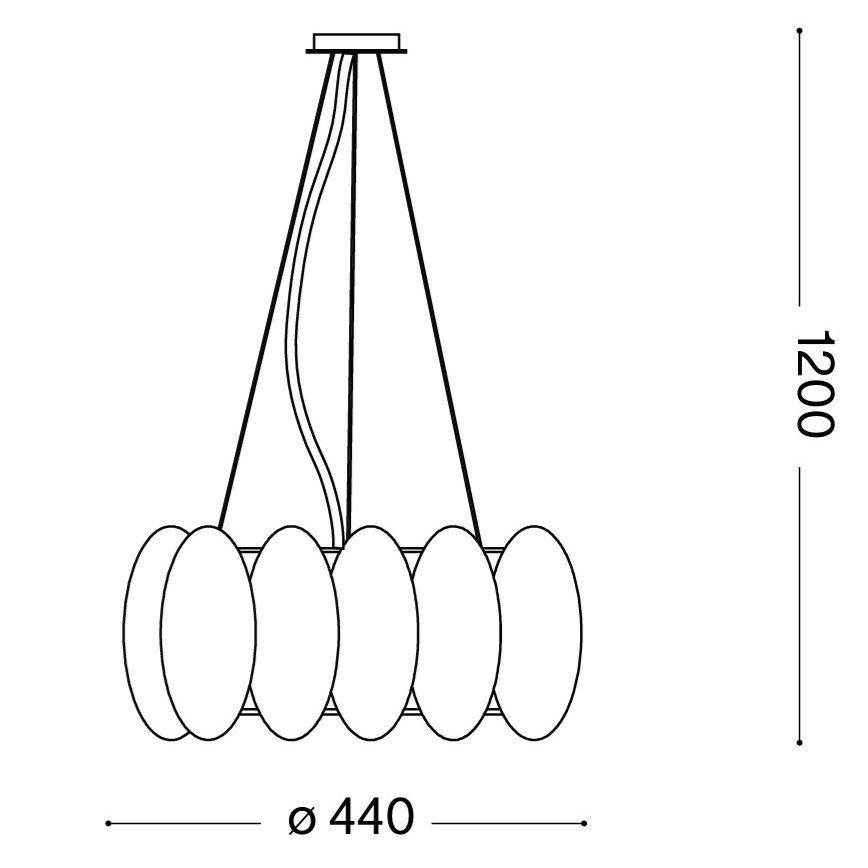 Ideal Lux - Lampadario a sospensione con cavo OVALINO 5xE27/60W/230V Ø 44 cm bianco
