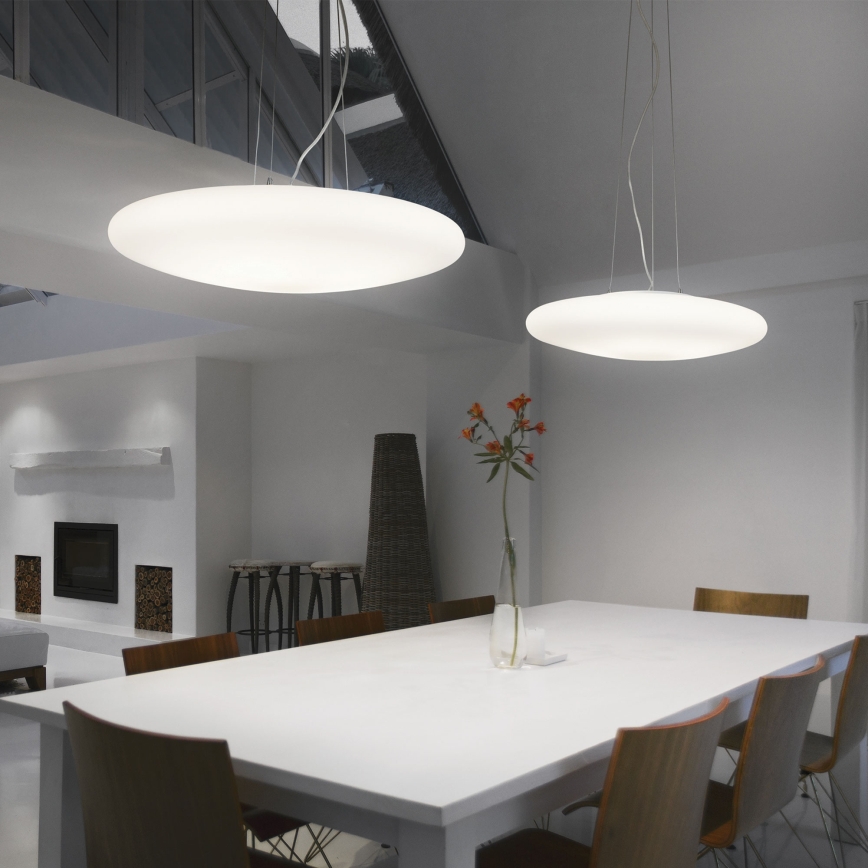 Ideal Lux - Lampadario a sospensione con cavo SMARTIES 3xE27/42W/230V, diam. 42,5 cm, bianco