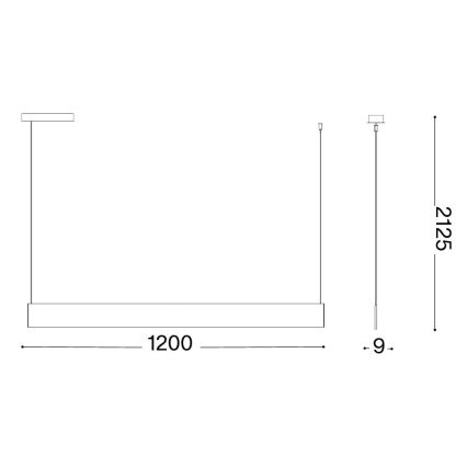 Ideal Lux - Lampadario a sospensione con cavo STEEL LED/24W/230V 3000K CRI 90 120 cm nero