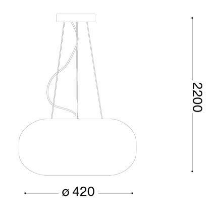 Ideal Lux - Lampadario a sospensione con cavo ULISSE, 3xE27/60W/230V, Ø 42 cm, bianco