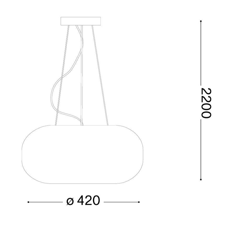 Ideal Lux - Lampadario a sospensione con cavo ULISSE, 3xE27/60W/230V, Ø 42 cm, bianco