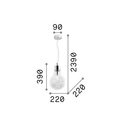 Ideal Lux - Lampadario a sospensione con filo 1xE27/60W/230V diametro 22 cm