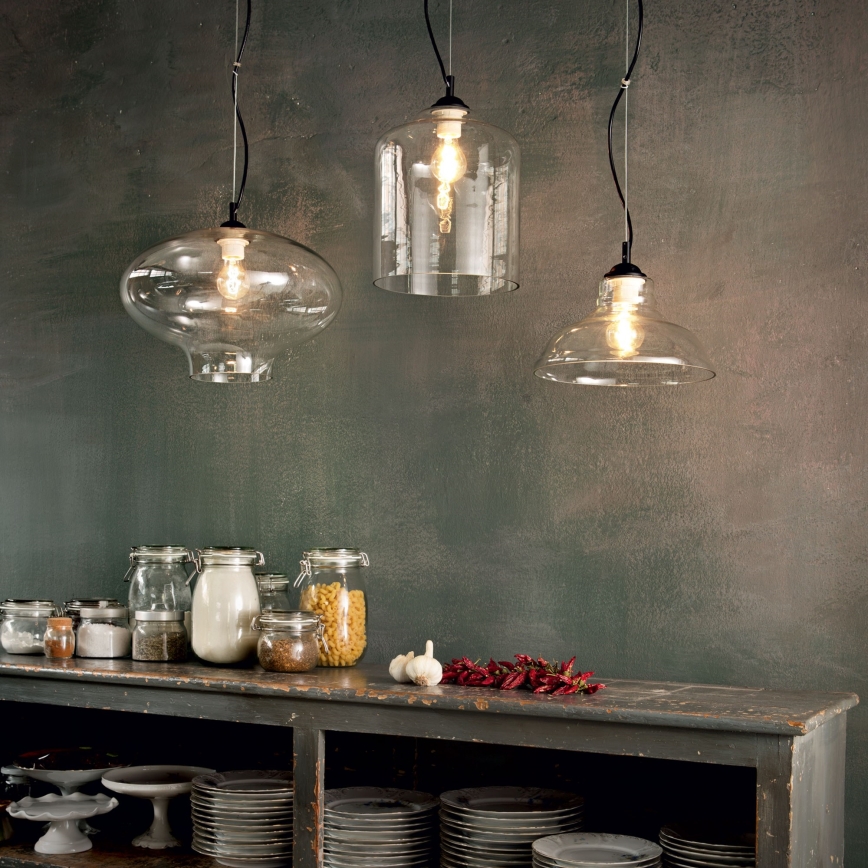 Ideal Lux - Lampadario a sospensione con filo BISTRO 1xE27/60W/230V diametro 40 cm limpido