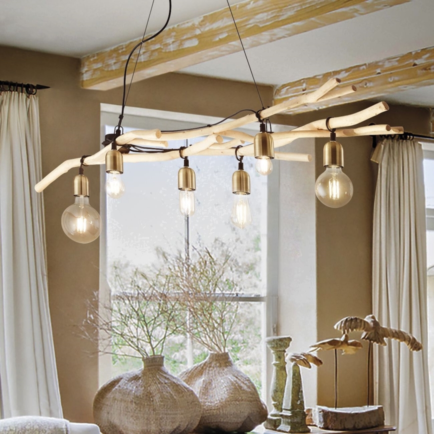 Ideal Lux - Lampadario a sospensione con filo DRIFTWOOD 6xE27/60W/230V guava