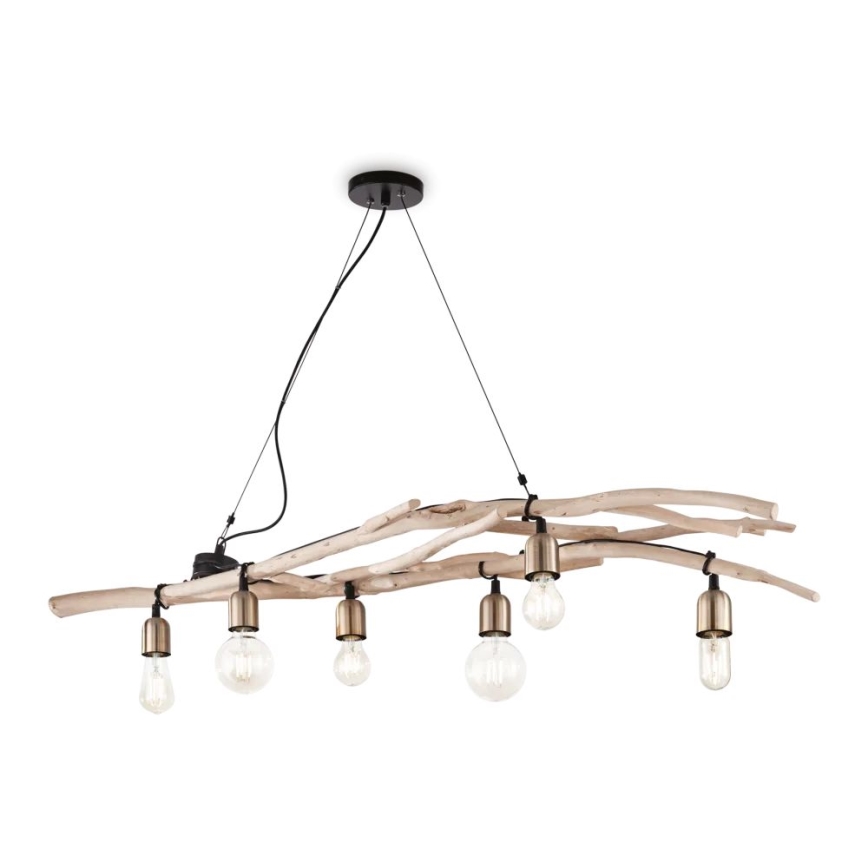 Ideal Lux - Lampadario a sospensione con filo DRIFTWOOD 6xE27/60W/230V guava