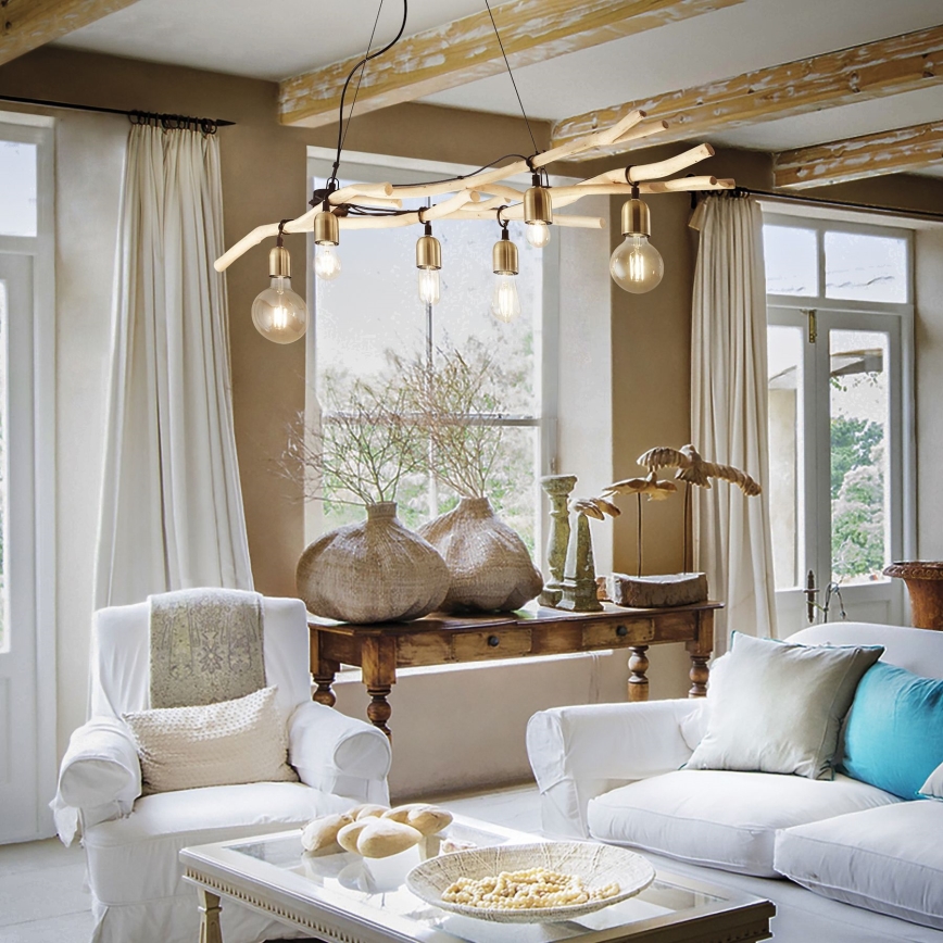 Ideal Lux - Lampadario a sospensione con filo DRIFTWOOD 6xE27/60W/230V guava