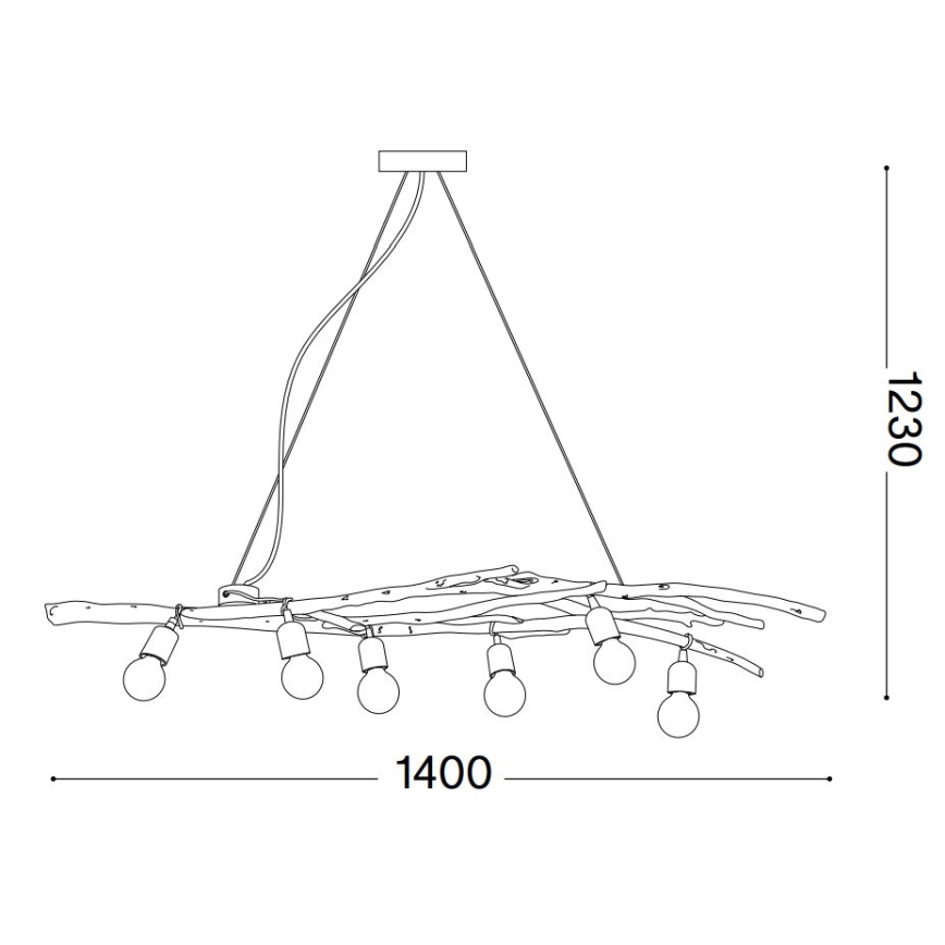 Ideal Lux - Lampadario a sospensione con filo DRIFTWOOD 6xE27/60W/230V guava