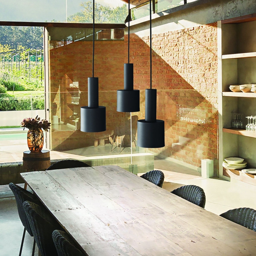 Ideal Lux - Lampadario a sospensione con filo HOLLY 1xE27/60W/230V diametro 12 cm nero