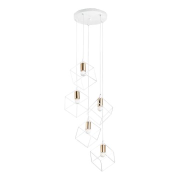 Ideal Lux - Lampadario a sospensione con filo ICE 5xE27/60W/230V diametro 50 cm bianco
